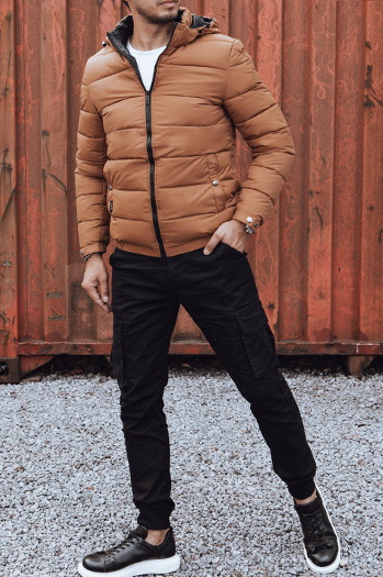 Kurtka męska zimowa pikowana z kapturem żółta Dstreet TX4829