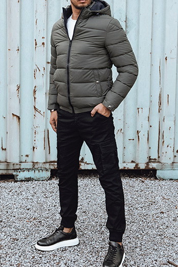 Kurtka zimowa męska pikowana z kapturem zielona Dstreet TX4846