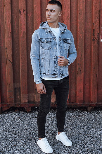 Moška džins jakna s kapuco modra Dstreet TX4850