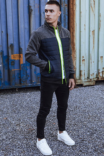 Moška prehodna jakna prešita mornarsko modra Dstreet TX4856