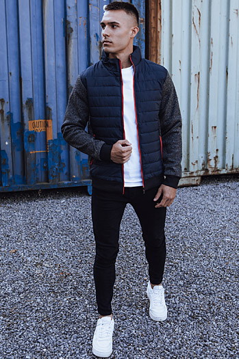 Moška prehodna jakna prešita mornarsko modra Dstreet TX4857