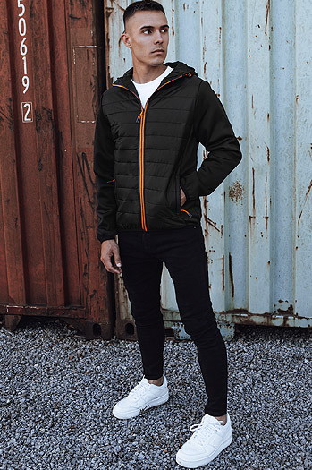 Moška prehodna prešita jakna s kapuco črna Dstreet TX4860