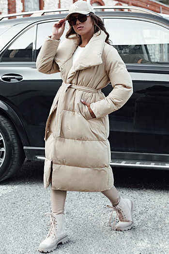 Ženski zimski dolgi prešiti plašč FAVI beige Dstreet TY4572