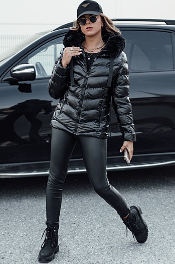 Ženska prešita zimska jakna s kapuco MIRIAL black Dstreet TY4574