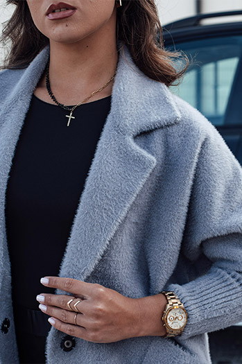 Ženski plašč iz alpake RITA II temno siv Dstreet NY0673