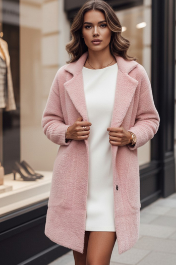 Płaszcz damski alpaka RITA II różowy Dstreet NY0681