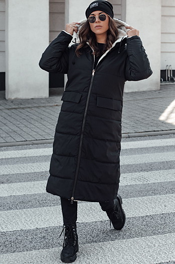 Ženske zimske jakne GLAMPUFF reverzibilna prešita jakna s kapuco black Dstreet TY4606