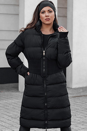 Ženska zimska dolga prešita jakna FABWARM black Dstreet TY4620