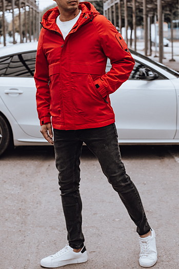 Moška prehodna jakna s kapuco rdeča Dstreet TX4880
