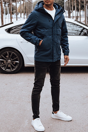 Moška prehodna jakna s kapuco, modra Dstreet TX4882