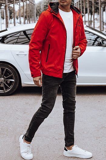 Moška prehodna jakna s kapuco rdeča Dstreet TX4886