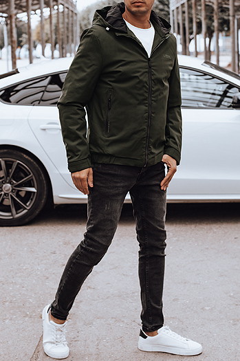 Moška prehodna jakna s kapuco zelena Dstreet TX4888