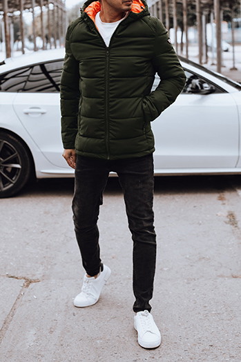 Moška prešita zimska jakna s kapuco zelena Dstreet TX4893