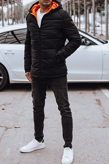 Moška prešita zimska jakna s kapuco črna Dstreet TX4895