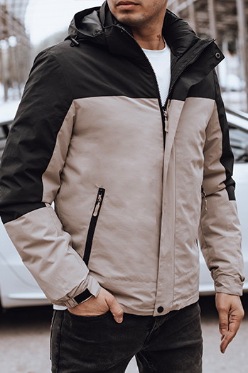 Moška prehodna jakna s kapuco, bež Dstreet TX4897