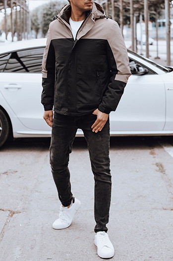 Moška prehodna jakna s kapuco črna Dstreet TX4899