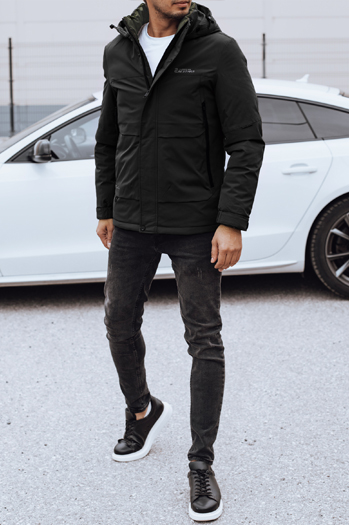 Moška zimska jakna s kapuco črna Dstreet TX4908