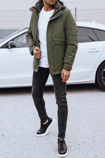 Moška zimska jakna s kapuco zelena Dstreet TX4910