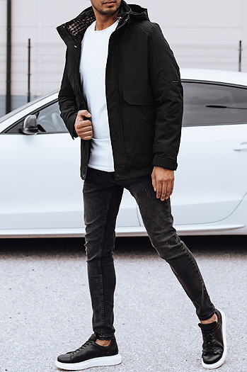 Moška zimska jakna s kapuco črna Dstreet TX4912