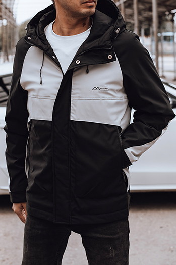 Moška prehodna dežna jakna črna/siva Dstreet TX4916