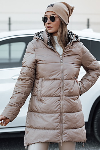 PURRBREEZ ženska zimska jakna dolga prešita reverzibilna s kapuco camel Dstreet TY4660
