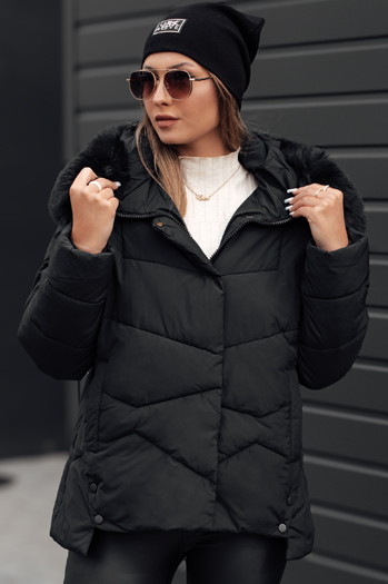 Ženska FIXMIX prešita zimska jakna s kapuco črna Dstreet TY4672