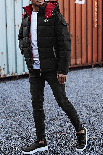 Moška prešita zimska jakna s kapuco črna Dstreet TX4930