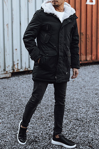 Moška zimska jakna parka s kapuco črna Dstreet TX4933