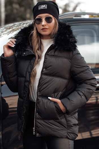 NORDKOLL ženska zimska prešita jakna s kapuco črna Dstreet TY4711