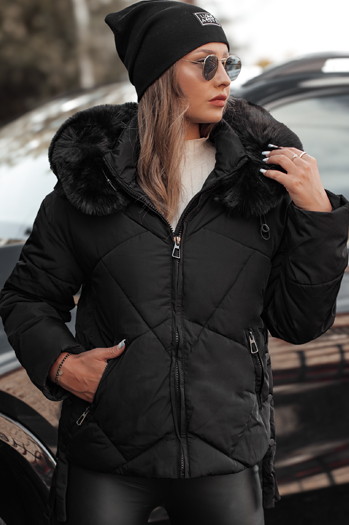 MODIVA prešita ženska zimska jakna s kapuco črna Dstreet TY4726