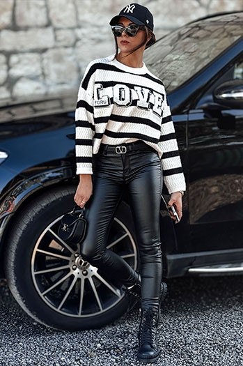 Ženske hlače GLOSSTEP črne z voskom Dstreet UY2194