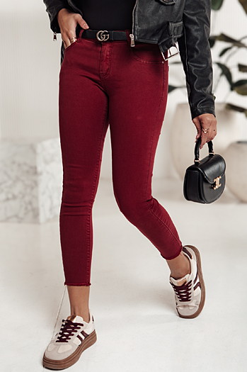 Ženske kavbojke BRITTNIX skinny burgundske barve Dstreet UY2222