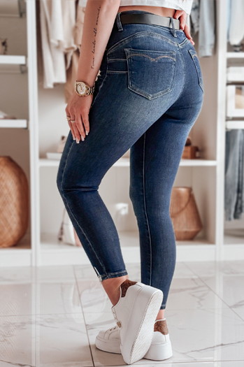 Ženske oprijete jeans hlače s pasom SKINNYJUP blue Dstreet UY2223