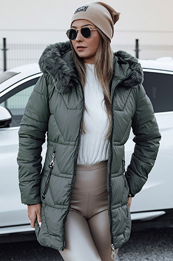 Ženska zimska jakna s kapuco KRISTA zelena Dstreet TY4729