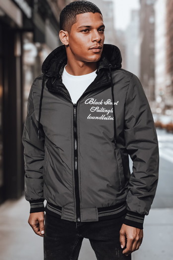 Moška reverzibilna jakna s kapuco črna Dstreet TX4951