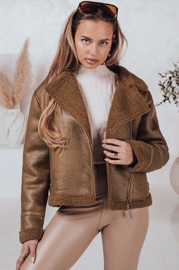 Ženska jakna SOFTSTILL iz semiša s kameljo ovčjo kožo Dstreet TY4747