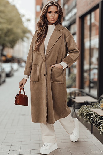 Ženski plašč AVELINNI dolg bež Dstreet NY0694