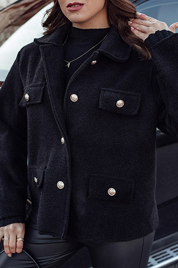 Ženski prevelik kratek plašč CLASSIVO black Dstreet NY0696