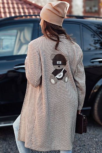 Ženski prevelik plašč TEDDSTYLE beige Dstreet NY0724