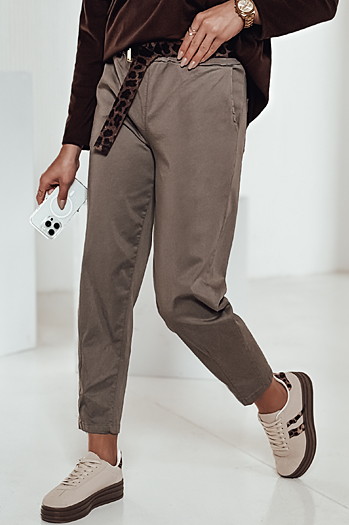 Ženske hlače LEOCINCIN ene velikosti s kaki pasom Dstreet UY2262