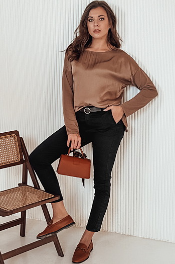 TRENDIOSS ženske hlače s pasom črne Dstreet UY2266