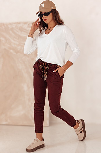 Ženske hlače CHARMYOU iz džinsa s pasom bordo Dstreet UY2271