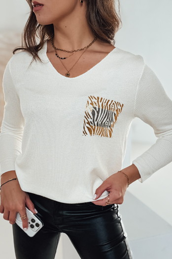 GLAMFOLD ženski pulover oversize s potiskom v barvi ecru Dstreet MY2345