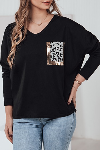 GLAMZONE ženska bluza oversize s potiskom črna Dstreet RY2682