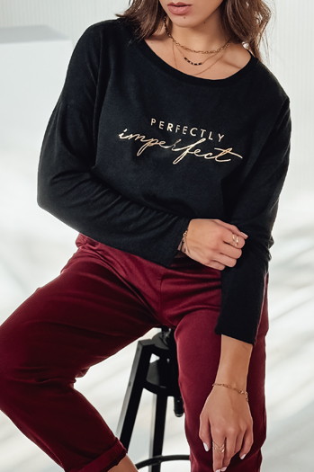 Ženska bluza VIVILINES oversize s potiskom črna Dstreet RY2692