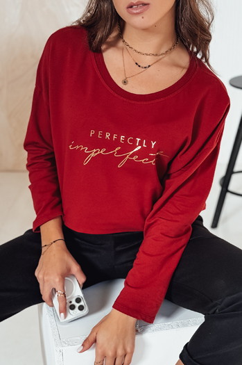 VIVILINES ženska bluza s potiskom oversize bordo barve Dstreet RY2693