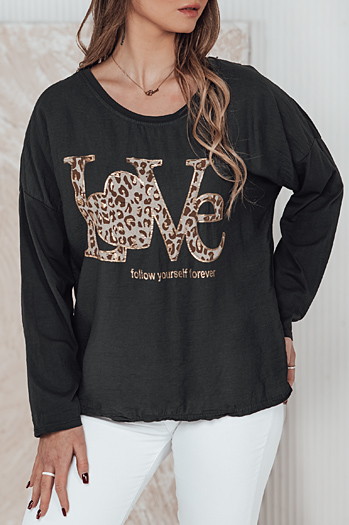 Ženska bluza ene velikosti LOVEGLOW temno siva Dstreet RY2697