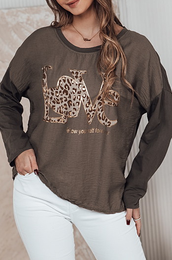 Ženska bluza ene velikosti LOVEGLOW temno rjava Dstreet RY2698