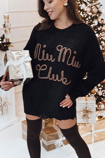 Ženski pulover MIU MIU ene velikosti z naramnicami črn Dstreet MY2347