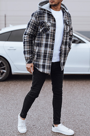 Moška jakna s kapuco mornarsko modra Dstreet TX4959